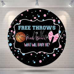 Lofaris Basketball Or Pink Bow Round Gender Reveal Backdrop