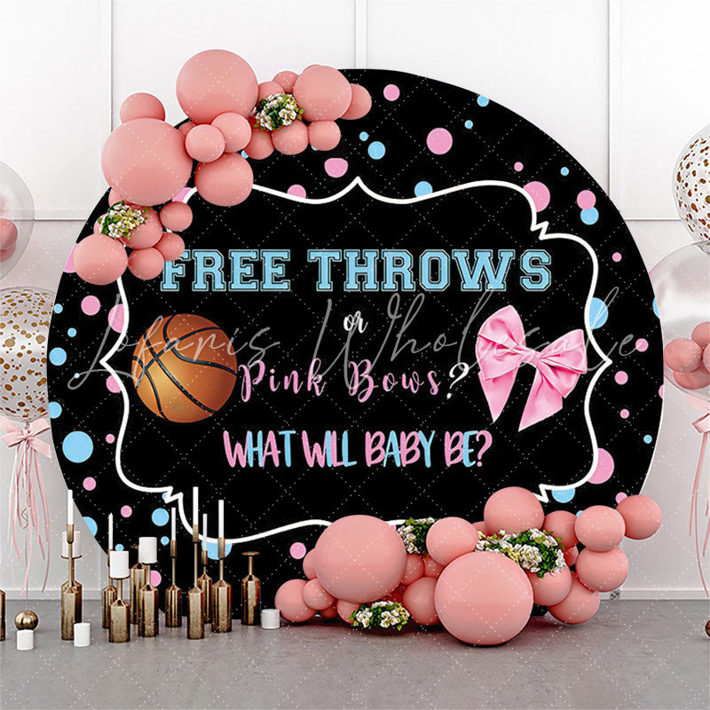 Lofaris Basketball Or Pink Bow Round Gender Reveal Backdrop
