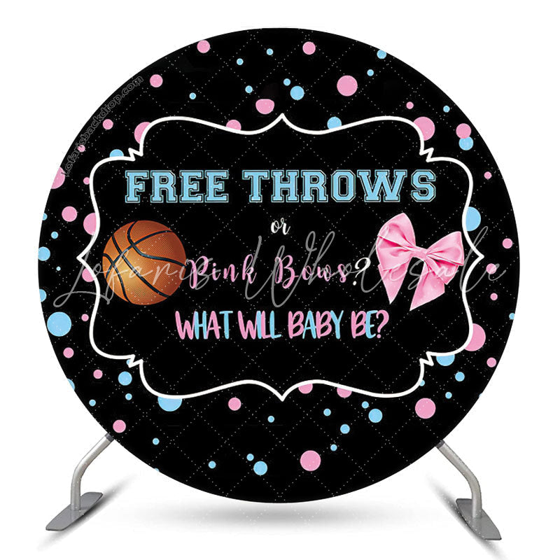 Lofaris Basketball Or Pink Bow Round Gender Reveal Backdrop