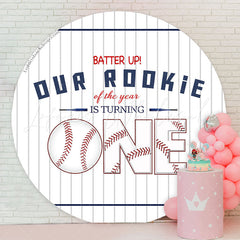 Lofaris Batter Up Our Rookie Sports Round 1st Birthday Backdrop