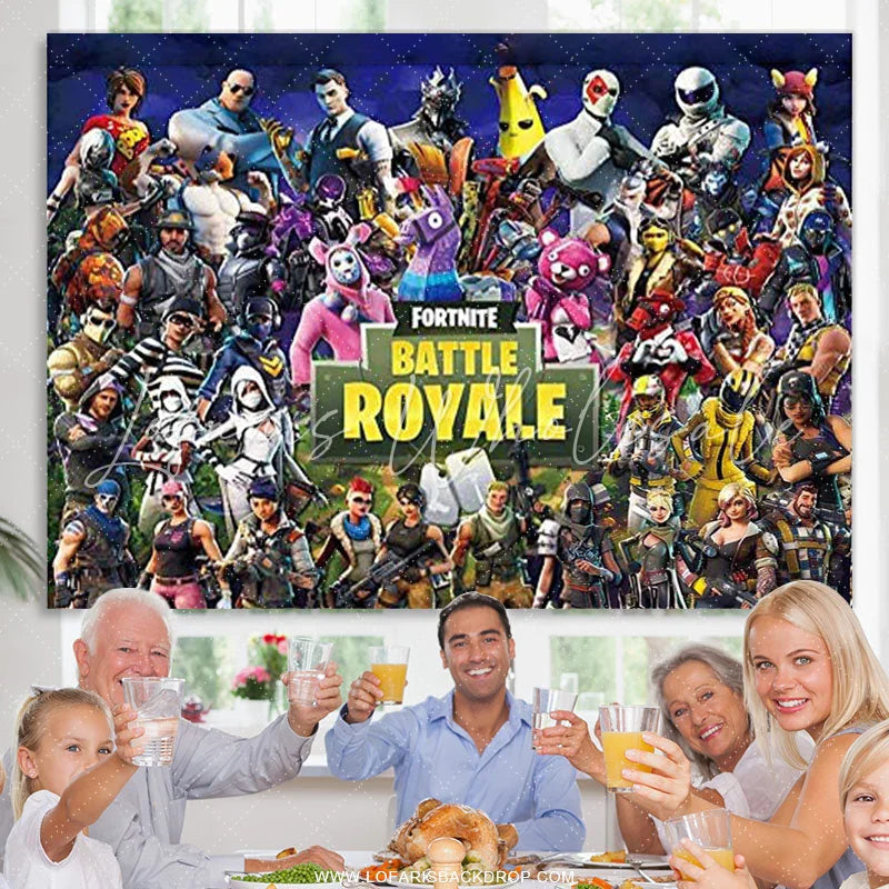 Lofaris Battle Royale Cartoon Character Birthday Party Backdrop