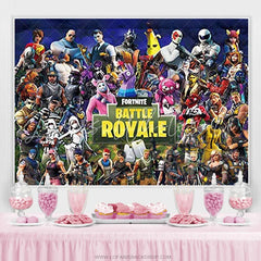 Lofaris Battle Royale Cartoon Character Birthday Party Backdrop