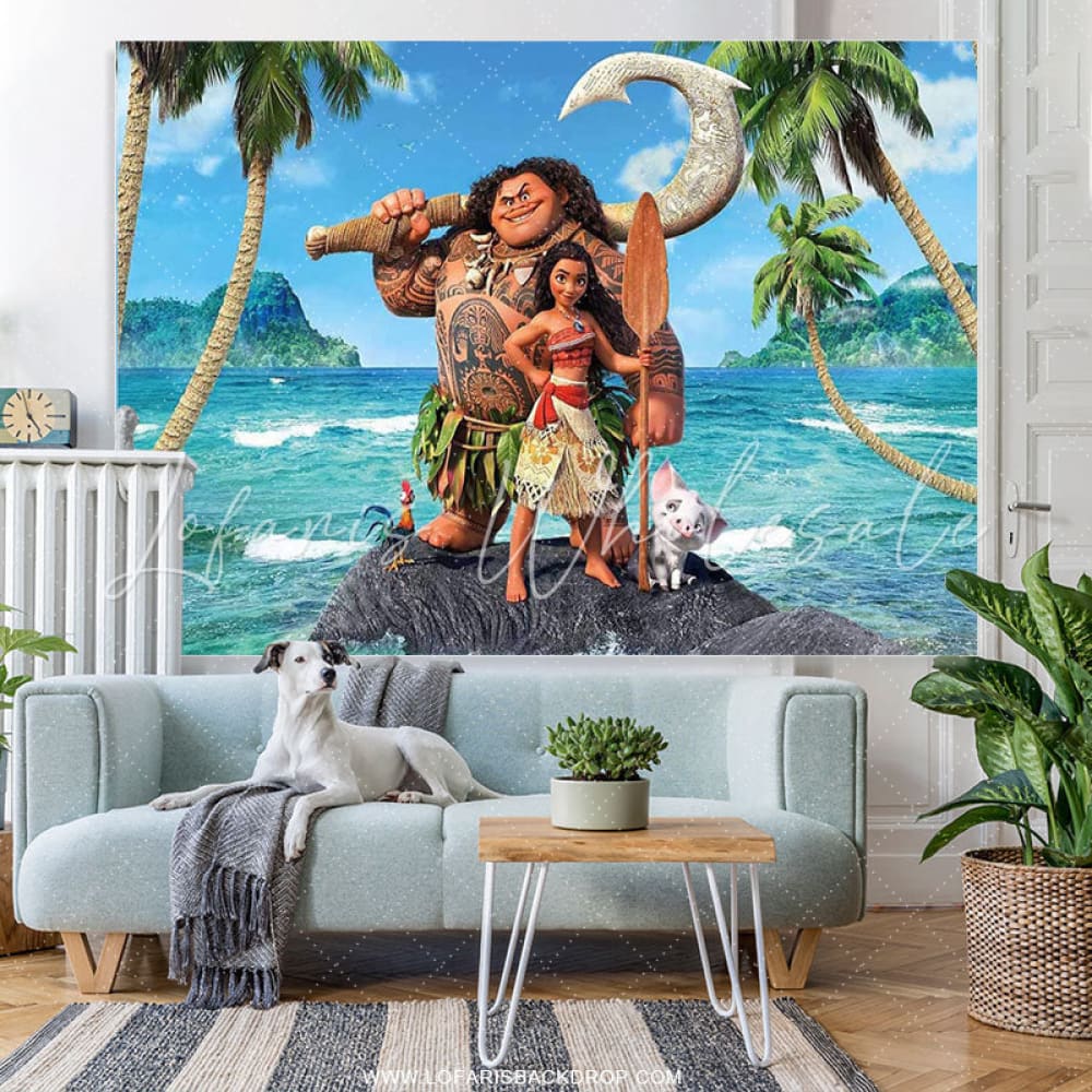 Lofaris Beach Theme Cartoon Girl Birthday Party Backdrop Decor Banner