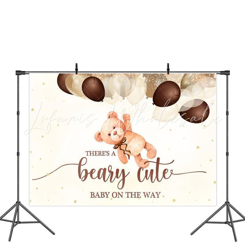 Lofaris Beary Cute Baby Shower Glitter Balloon Backdrop