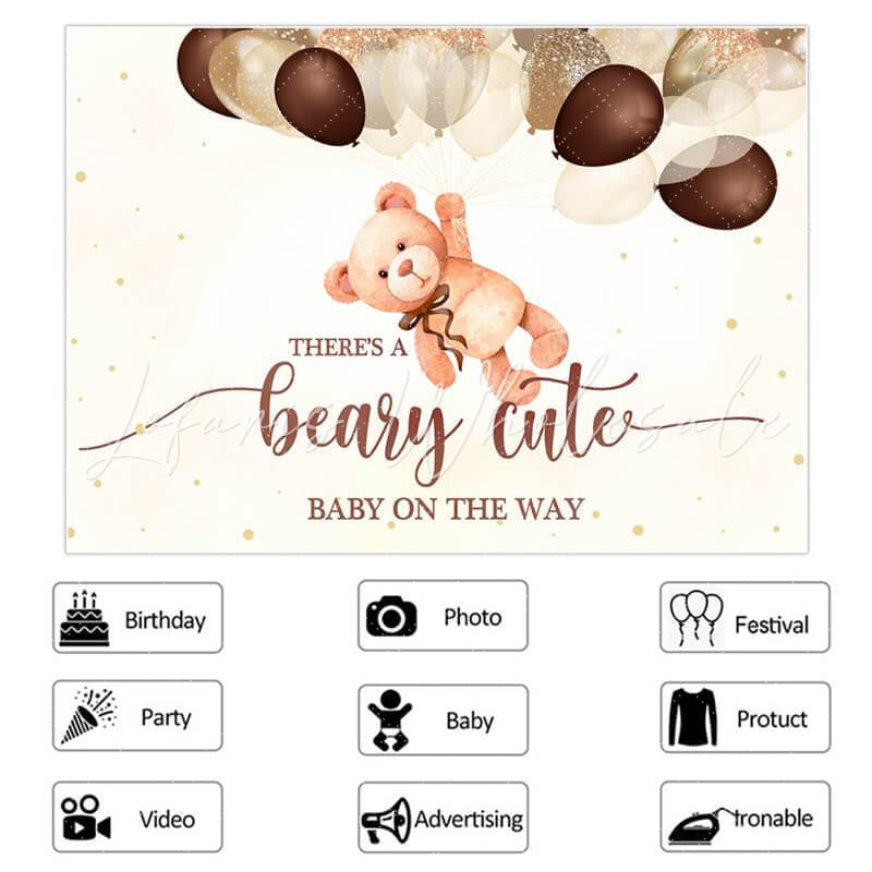 Lofaris Beary Cute Baby Shower Glitter Balloon Backdrop