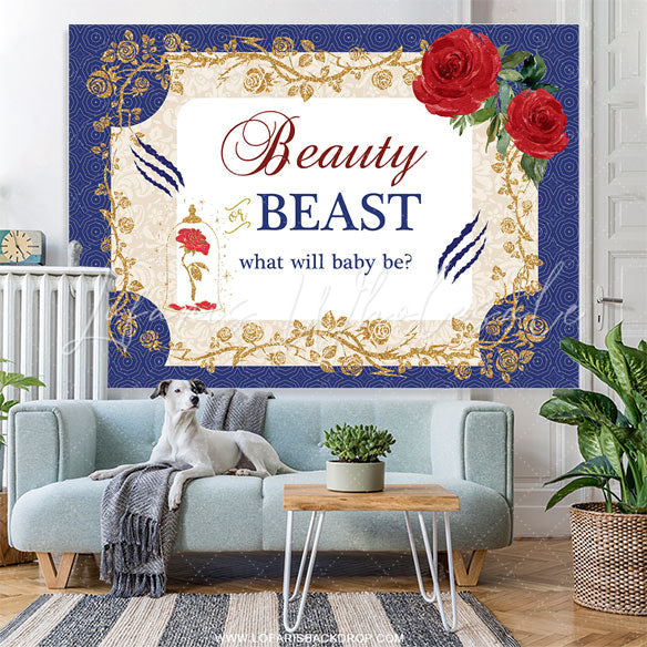 Lofaris Beauty Or Beat Will Be Gold Floral Baby Shower Backdrop