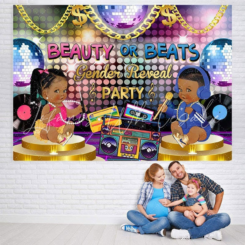 Lofaris Beauty or Beats Party Backdrop for Baby Shower