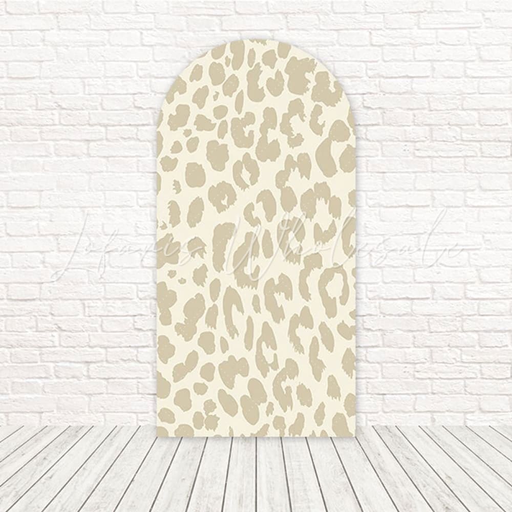 Beige Leopard Animal Print Arch Backdrop For Neutral Jungle Bash