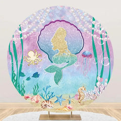 Lofaris Benthos Mermaid Pearl Fish Circle Birthday Backdrop