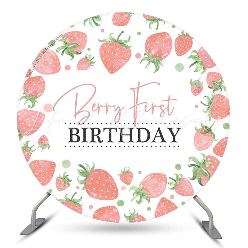 Lofaris Berry First Strawberry 1St Round Birthday Backdrop