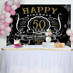 Black Age To Perfection Happy 50th Birthday Backdrop