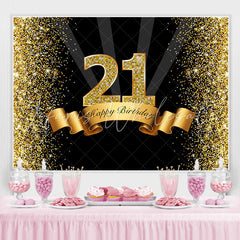 Lofaris Black and Golden Bokeh Happy 21Th Birthday Backdrop