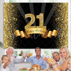 Lofaris Black and Golden Bokeh Happy 21Th Birthday Backdrop