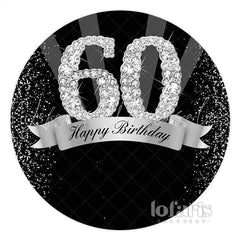 Lofaris Black And Grey Happy 60Th Birthday Circle Backdrop