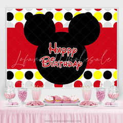 Lofaris Black And Red Cartoon Mouse Happy Birthday Backdrop