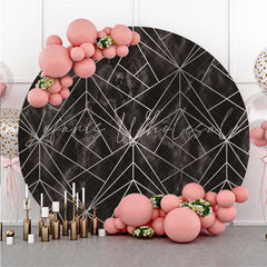 Lofaris Black And Silver Geometric Patterns Round Backdrop
