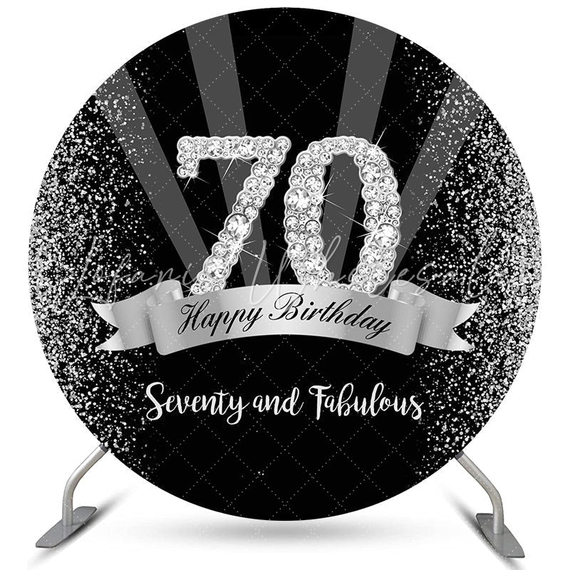 Lofaris Black And Silver Seventy and Fabulous Birthday Backdrop