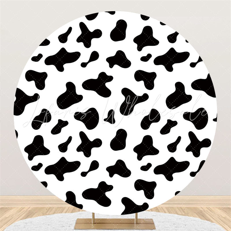 Lofaris Black And White Abstract Pattern Birthday Round Backdrop