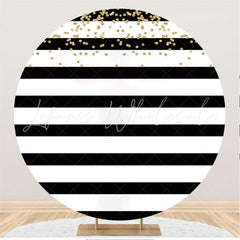 Lofaris Black-And-White Stripe With Glitter Dot Round Backdrop