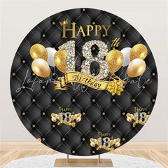 Lofaris Black Balloons Happy 18Th Birthday Circle Backdrop