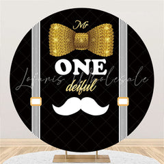 Lofaris Black Gold Mr Onderful Beard Circle Birthday Backdrop