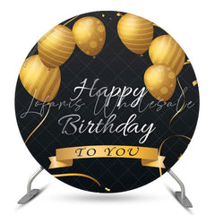 Lofaris Black Gold Round Balloon Backdrop For Birthday Party