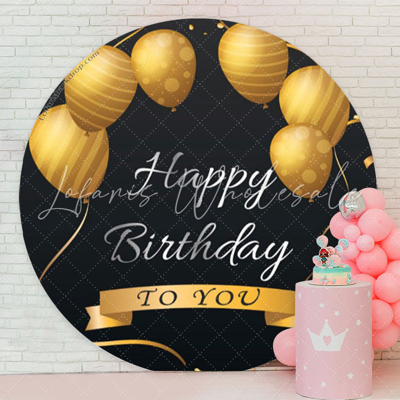 Lofaris Black Gold Round Balloon Backdrop For Birthday Party