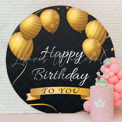 Lofaris Black Gold Round Balloon Backdrop For Birthday Party