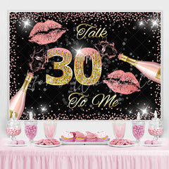 Lofaris Black Golden And Pink Talk 30 To Me Birthday Backdrop