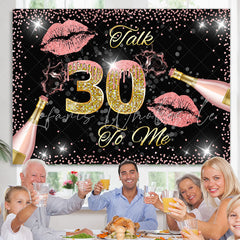 Lofaris Black Golden And Pink Talk 30 To Me Birthday Backdrop