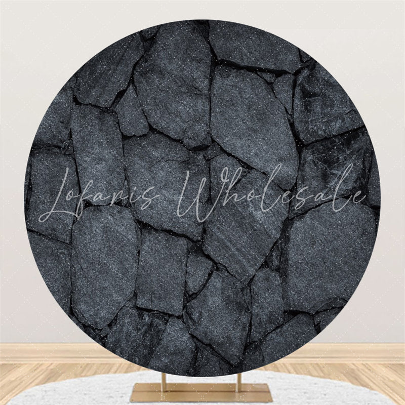 Lofaris Black Marble Texture Round Backdrop For Birthday