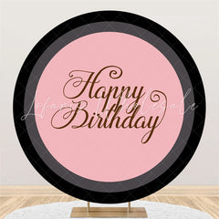 Lofaris Black Pink Theme Happy Birthday Round Backdrop For Party