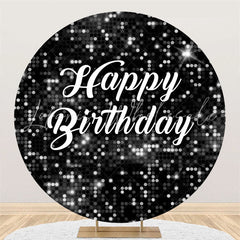 Lofaris Black Sequin Bokeh Sparkling Round Birthday Backdrop