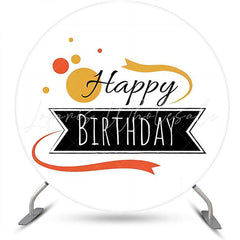 Lofaris Black Sign Golden Dots Round Happy Birthday Backdrop