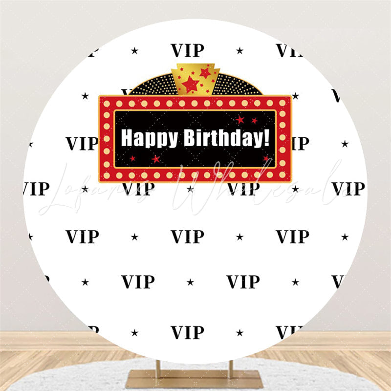 Lofaris Black Vip Theme Birthday Circle Backdrop For Party