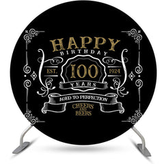 Lofaris Black White Gold Round 100th Birthday Party Backdrop