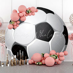 Lofaris Black White Lifelike Football Circle Party Backdrop