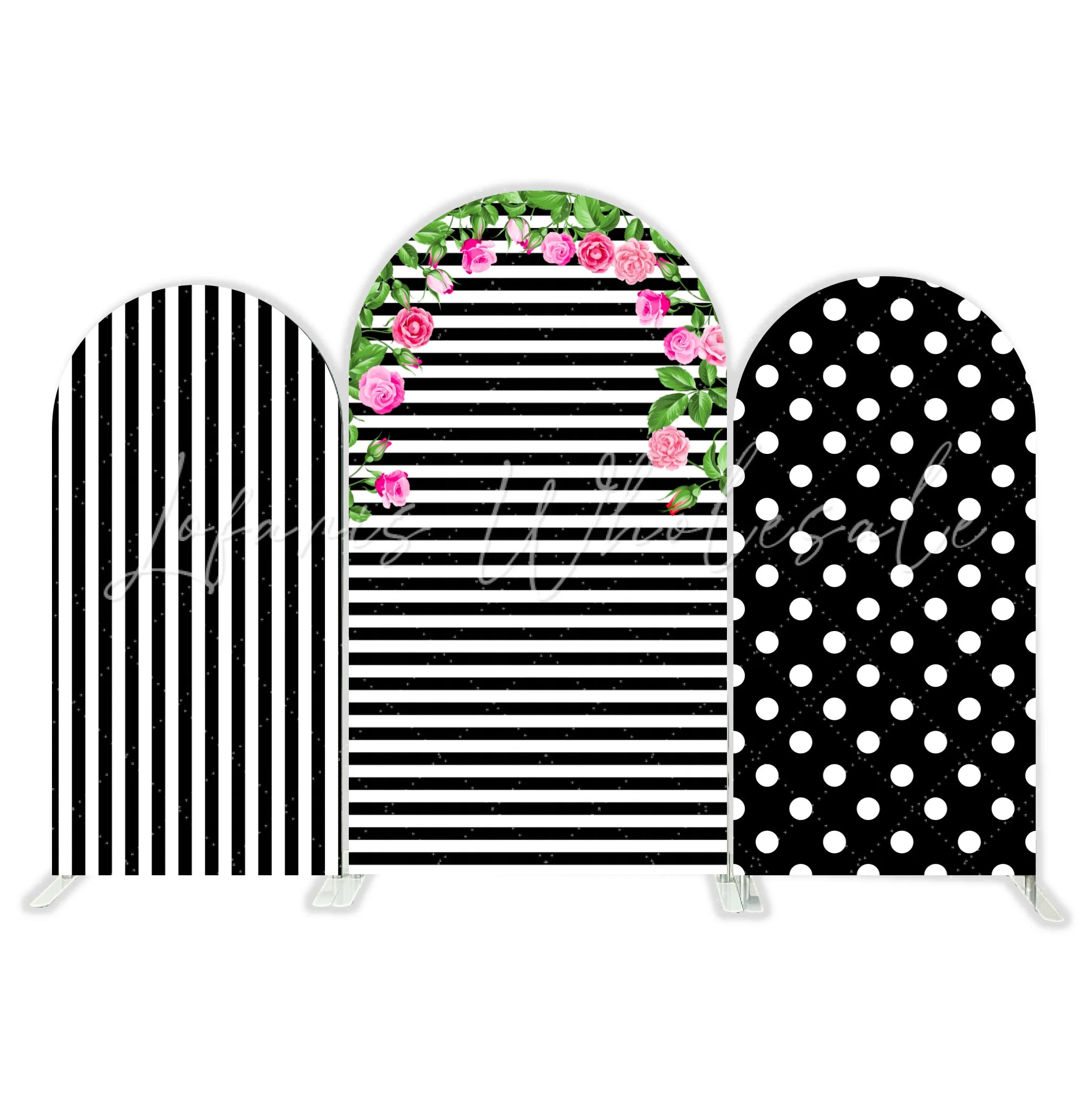 Black White Stripes Point Theme Birthday Party Arch Backdrop Wall Cloth Cover