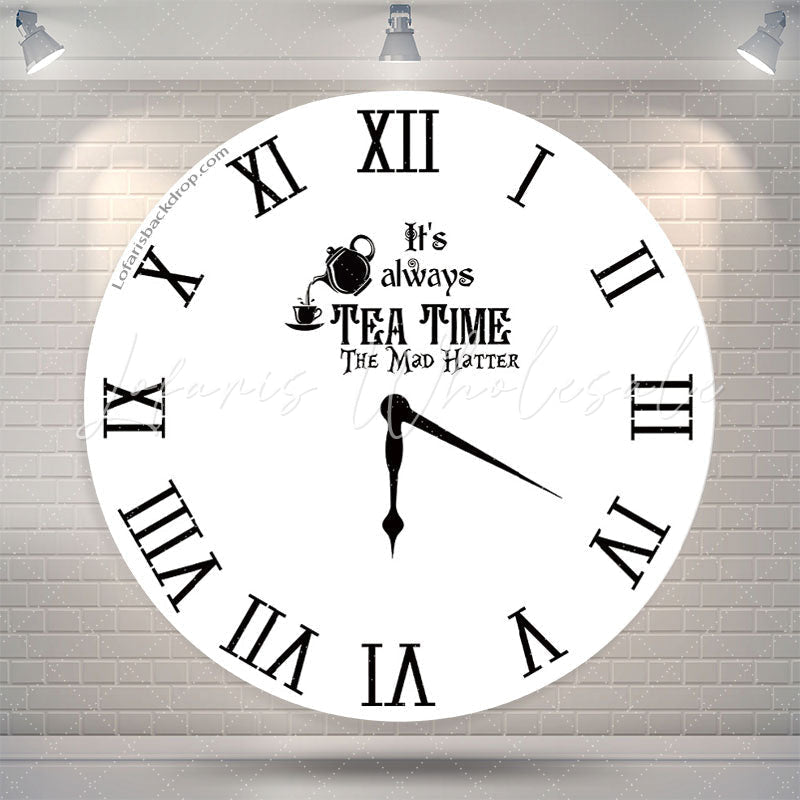 Lofaris Black White Tea Time Round Clock Backdrop Cover