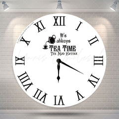 Lofaris Black White Tea Time Round Clock Backdrop Cover