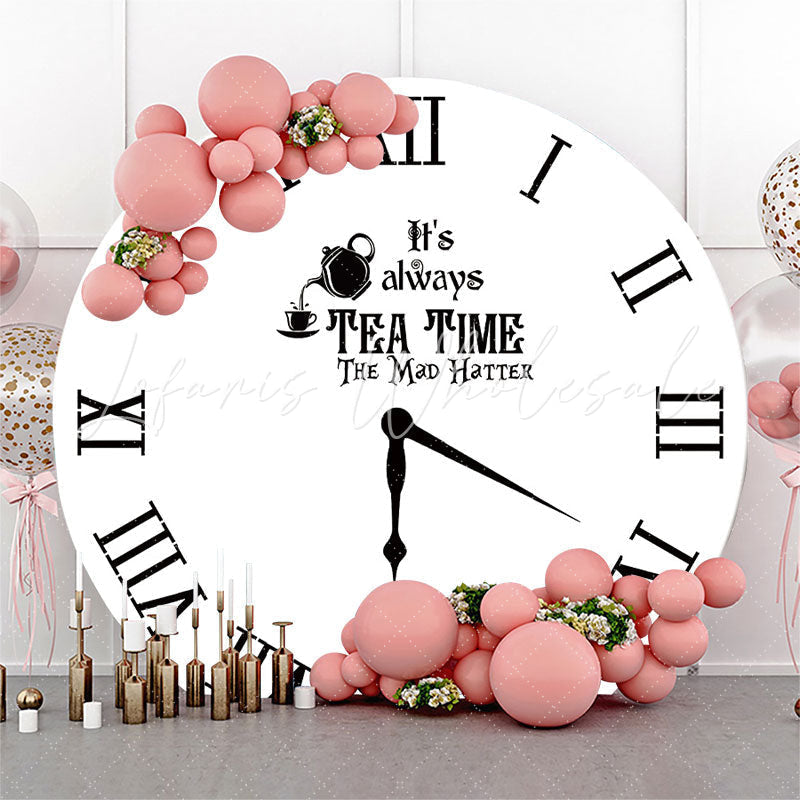 Lofaris Black White Tea Time Round Clock Backdrop Cover