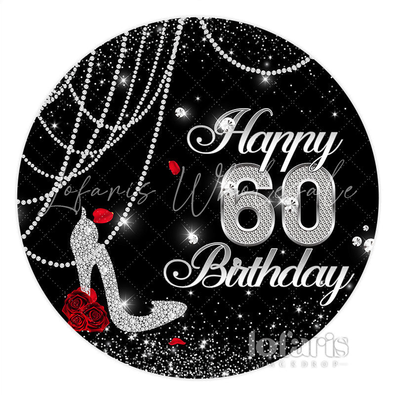 Lofaris Black With High Heels Rose 60Th Birthday Round Backdrop