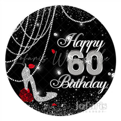Lofaris Black With High Heels Rose 60Th Birthday Round Backdrop