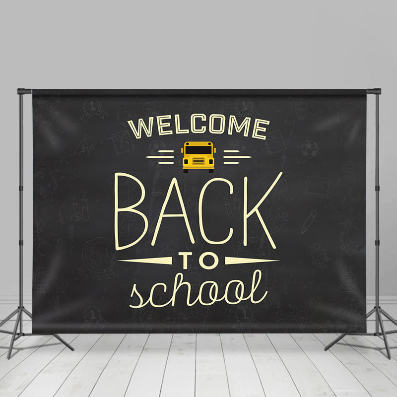 Lofaris Black Yellow Bus Welcome Back To School Backdrop