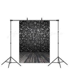 Lofaris Blackboard and Wooden Floor Back to School Backdrop