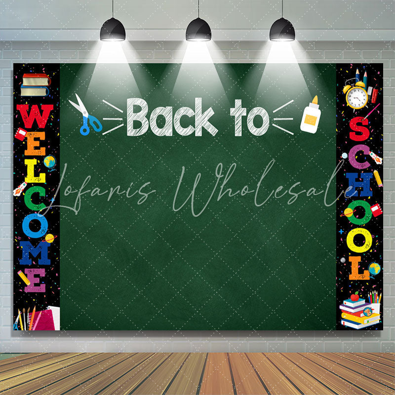 Lofaris Blackboard Books Welcome Back To School Backdrop