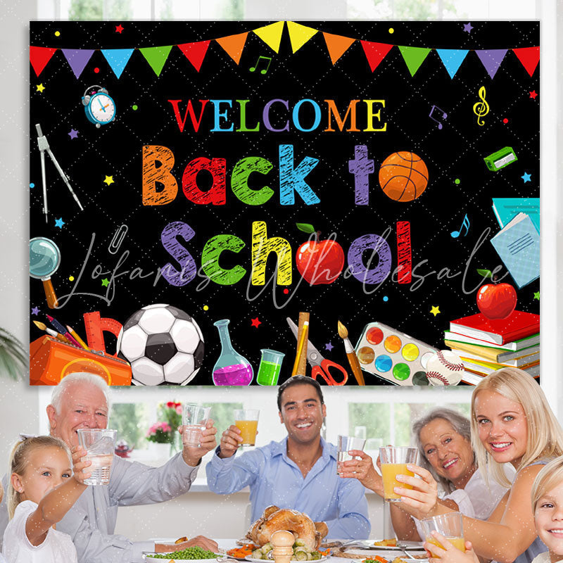 Lofaris Blackboard Rainbow Flag Welcome Back to School Backdrop