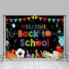 Lofaris Blackboard Rainbow Flag Welcome Back to School Backdrop