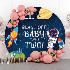 Lofaris Blast Off Galaxy Planets Round 2nd Birthday Backdrop