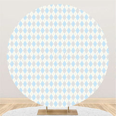 Lofaris Blue And Grey Pattern Round Birthday Party Backdrop